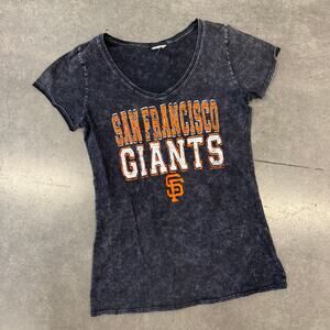 Vintage Y2k San Francisco Giants MLB Baseball Acid Wash Graphic Tee Black Medium